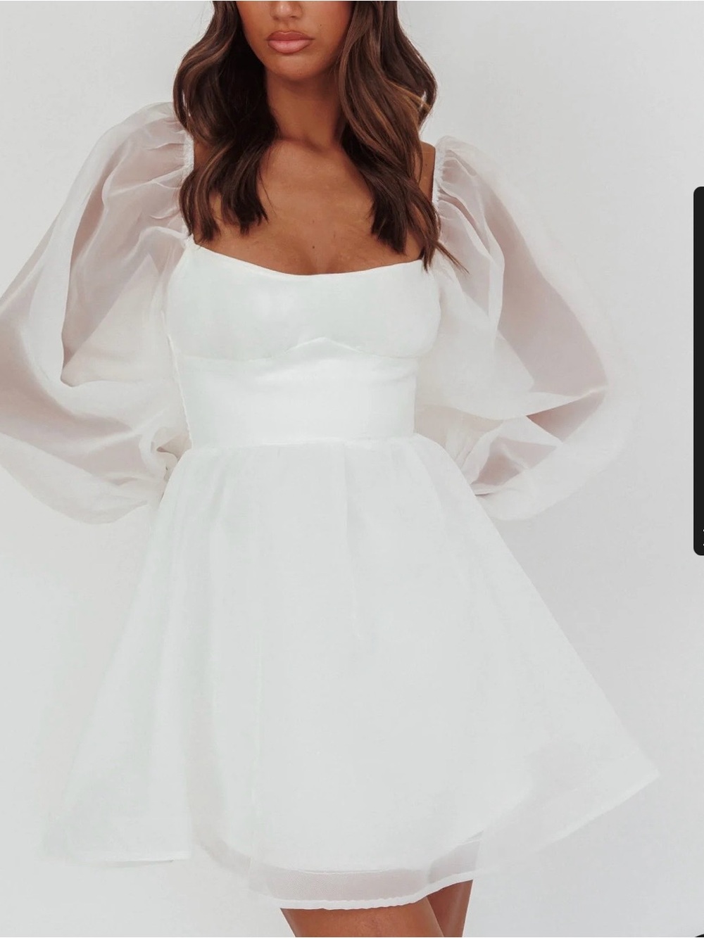 Selfie Leslie Elegant White Puff-Sleeve Mini Dress
